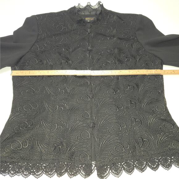 Julibone Womens Size 9 Blouse Black Neutral Career Embroidered Goth Whimsigoth - Picture 8 of 13